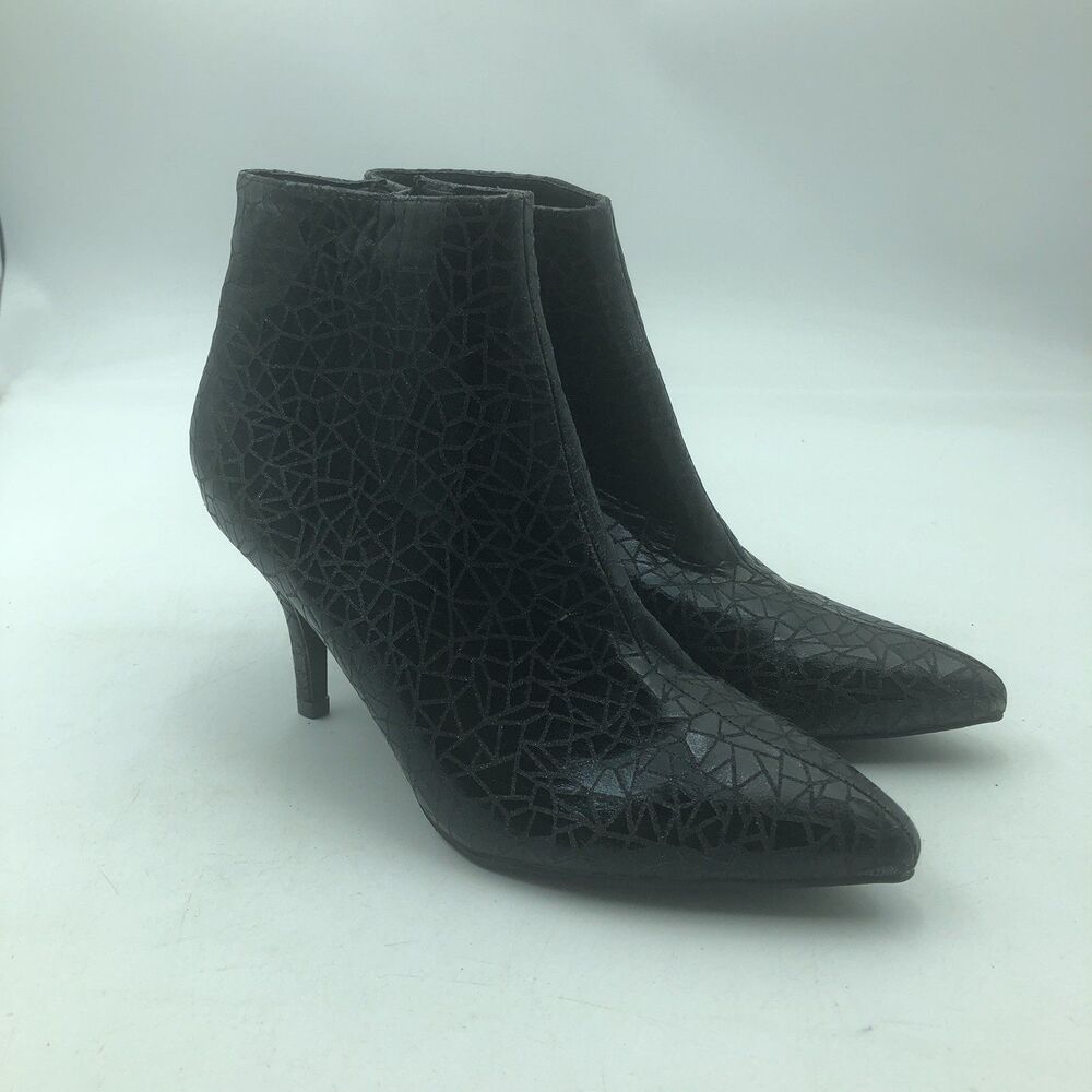 Allegra K Glitter Spider Web Stiletto Heel Zip Ankle Boots Sz 7